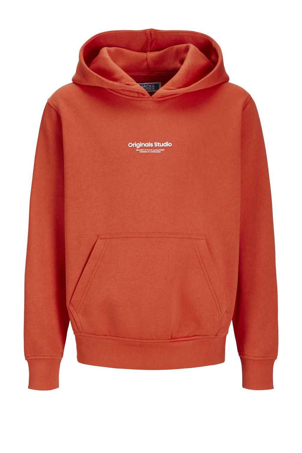JACK & JONES hoodie JORVESTERBRO met tekst oranjerood