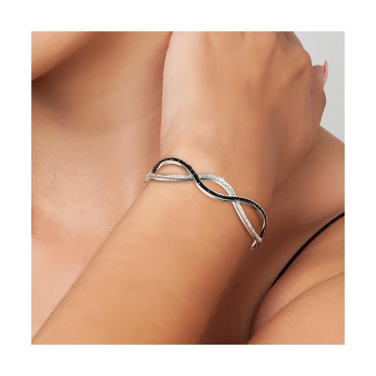 Bracelet en acier inoxydable SC Crystal orné de cristaux scintillants