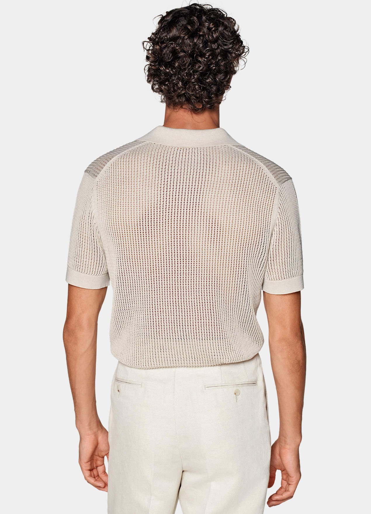Polo crochet sans boutons sable