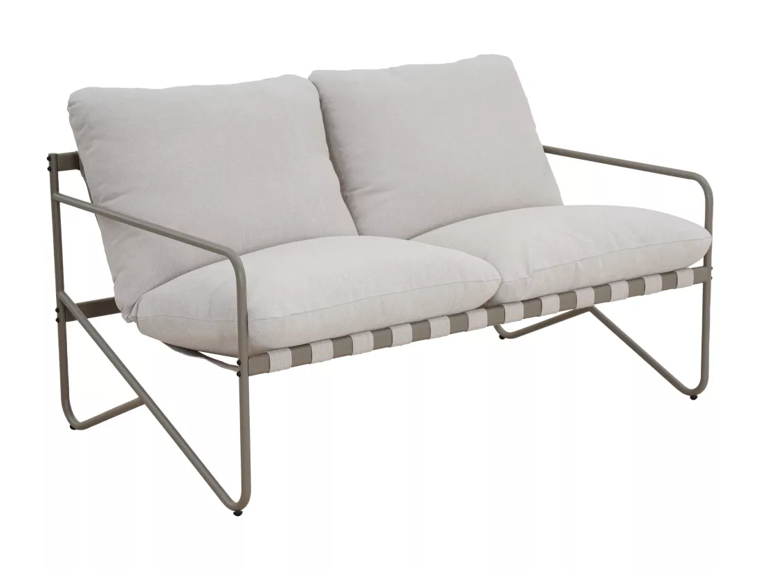 Salon de jardin en acier : un canapé 2 places, 2 fauteuils et une table basse - Gris - MILOPE de MYLIA