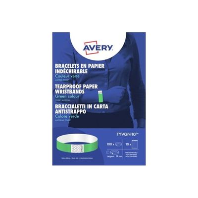 Avery - 100 Étiquettes pour bracelet - 19 x 256 mm - vert fluo