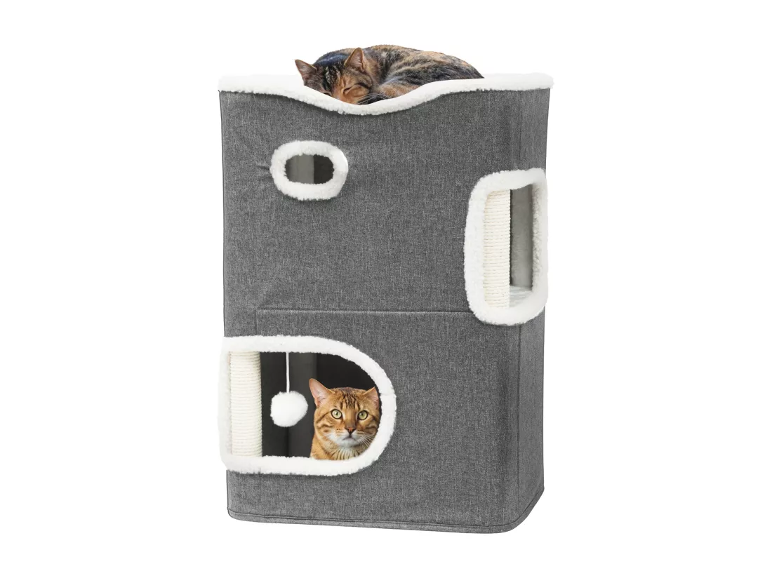 YITAHOME Maison pour Chat - Niche Cabane Chat Interieur - Arbre à Chat - Griffoir - 45 * 35 * 63cm - Gris