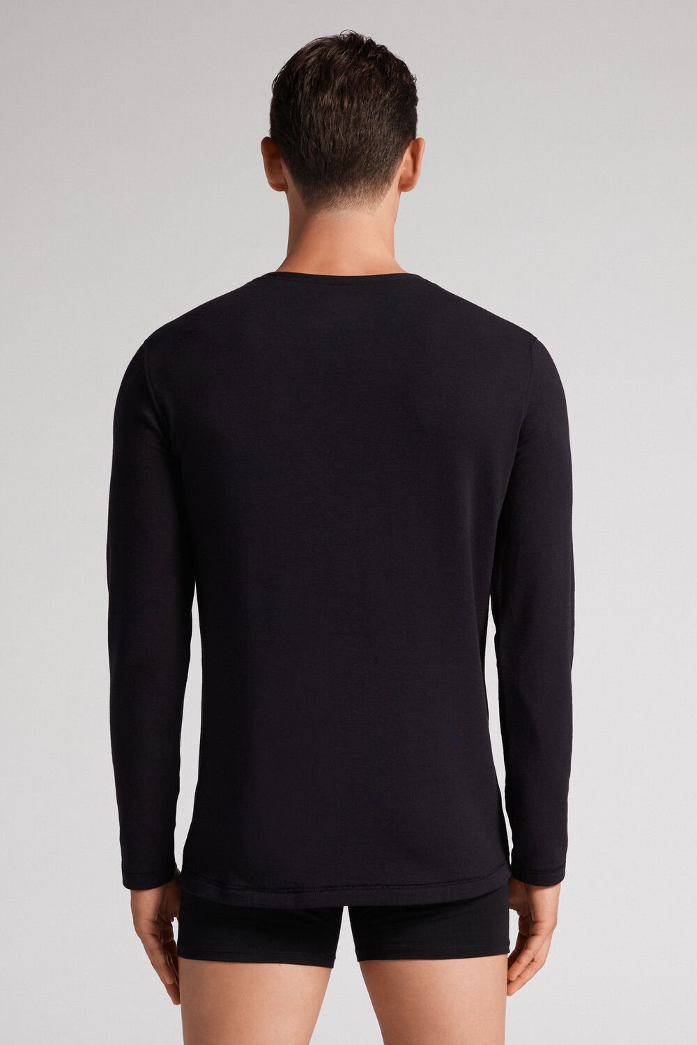 Blusa de manga comprida em modal e cashmere