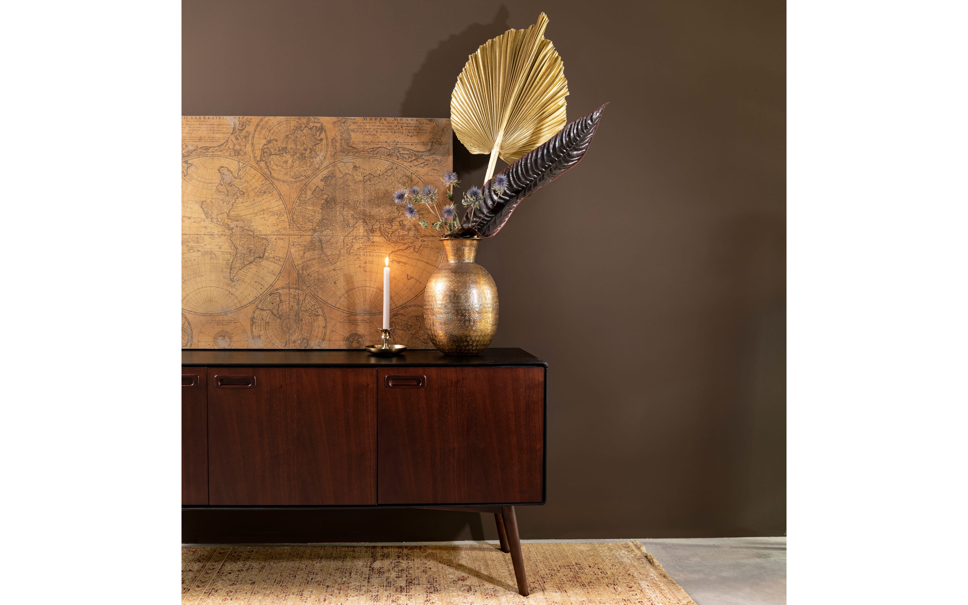 Vase Bahir aus Aluminium in gold, 40 cm