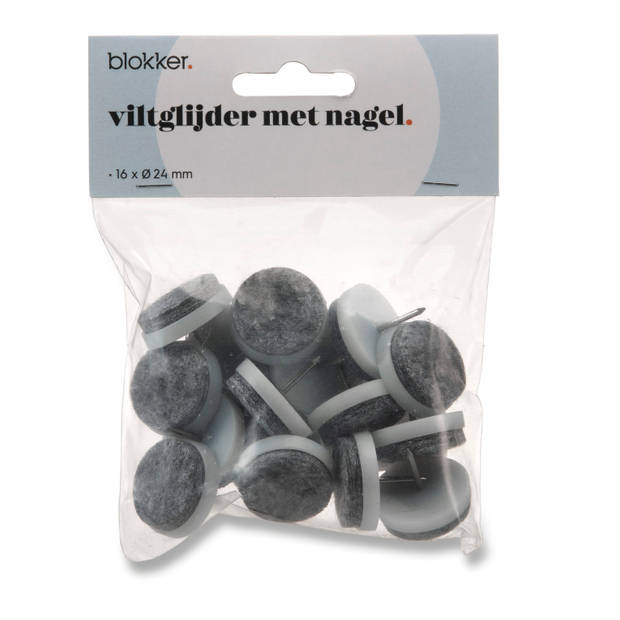 Blokker viltglijder met nagel 16X24mm