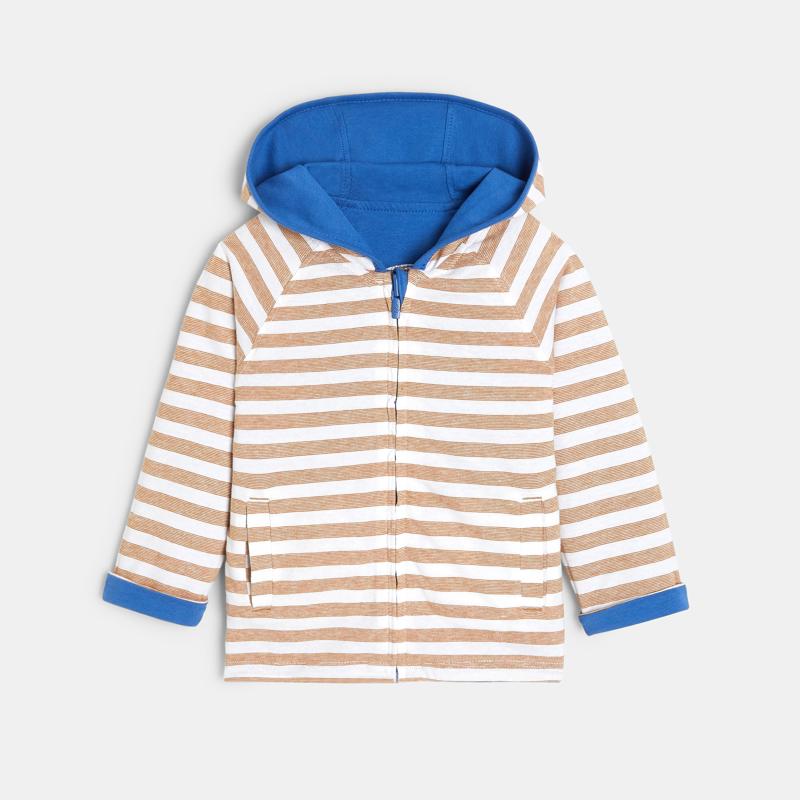 Sweat zippé à capuche réversible marron bébé garçon Marron