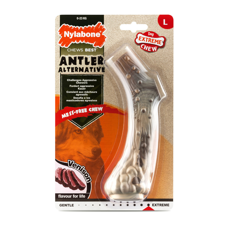 Osso de nylon Nylabone, alternativa ao chifre de veado, para cães.
