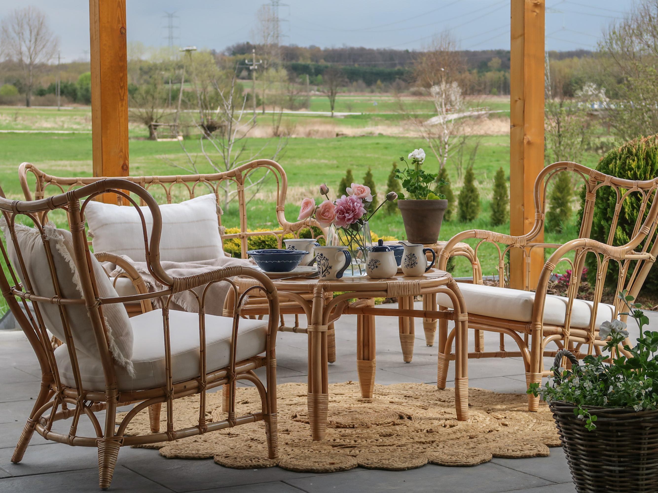 Loungeset met tafel 4-zits BRINDISI Rotan Natuurlijk