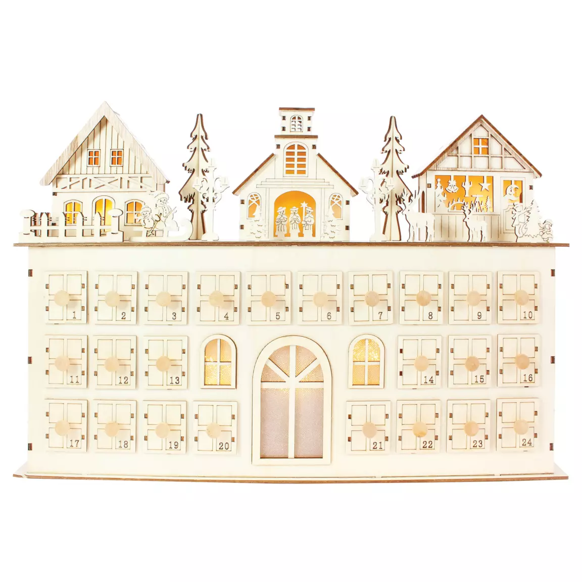 Calendrier de l'Avent lumineux à remplir Maison décorée en bois
