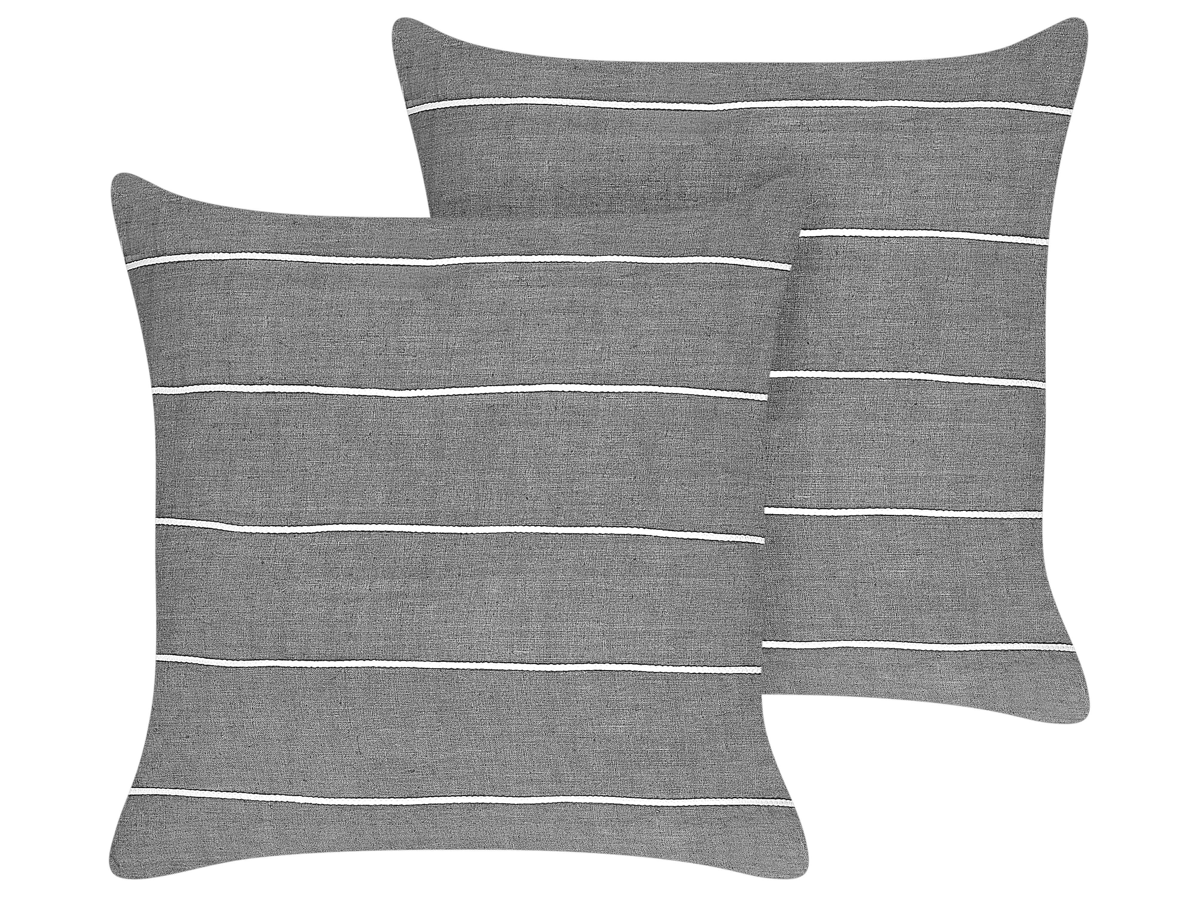 Set van 2 sierkussens MILAS Linnen 50 x 50 cm Grijs gestreept