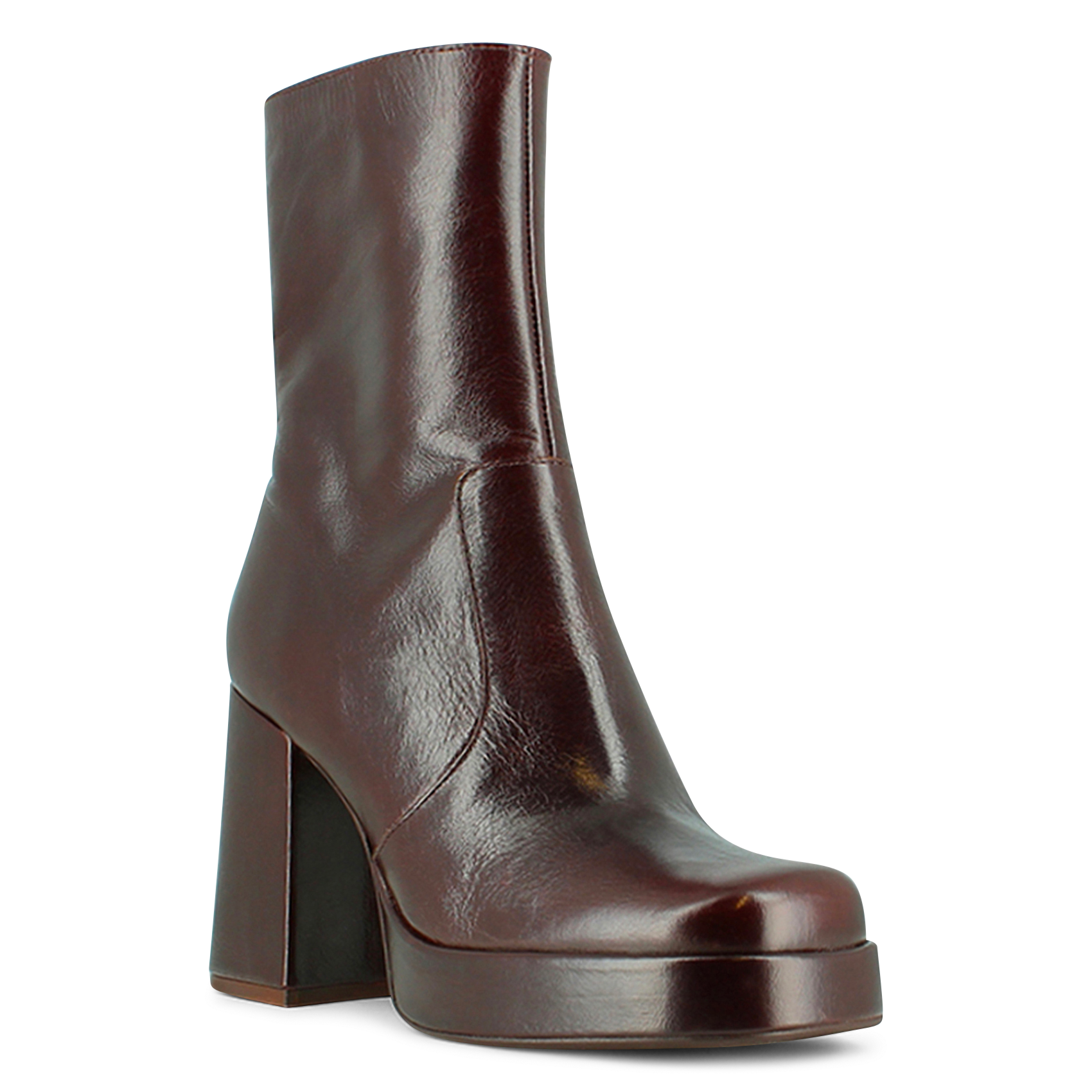BEN - Bottines à talons en cuir vieilli | Marron