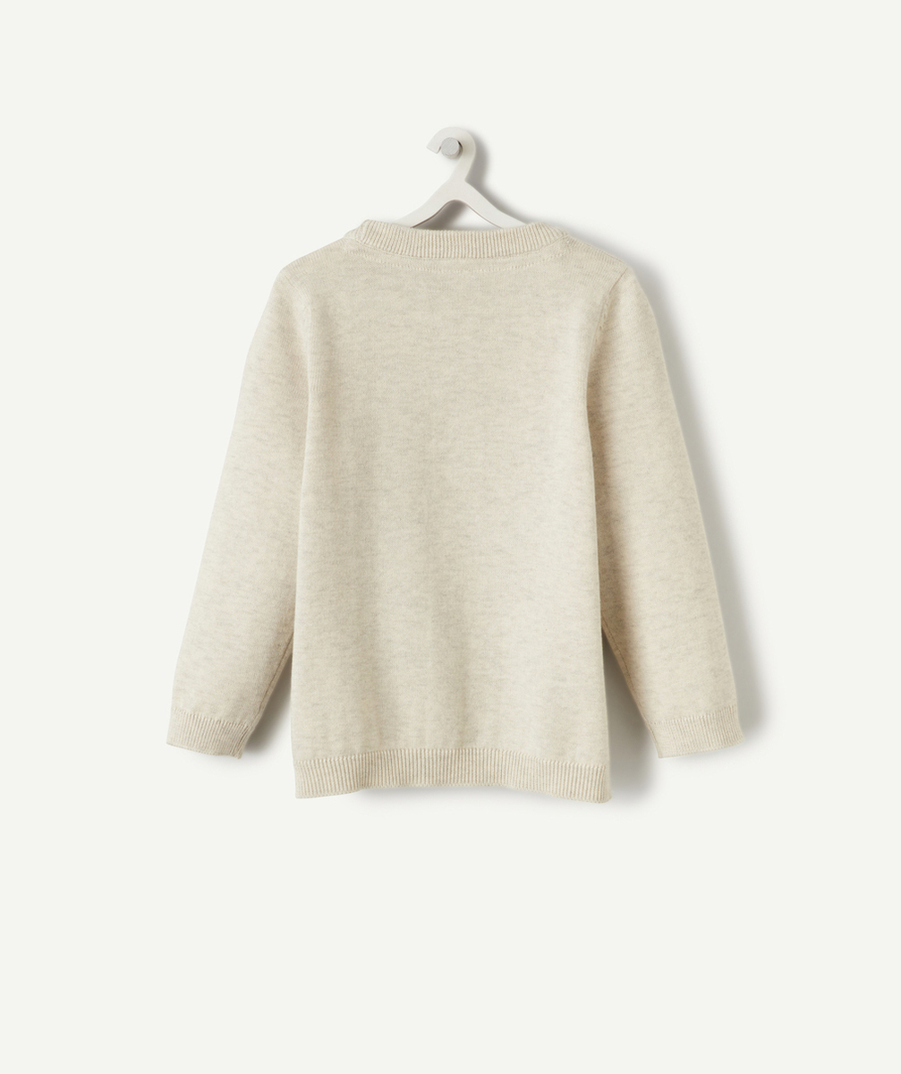 gilet en tricot bébé garçon en coton bio écru chiné