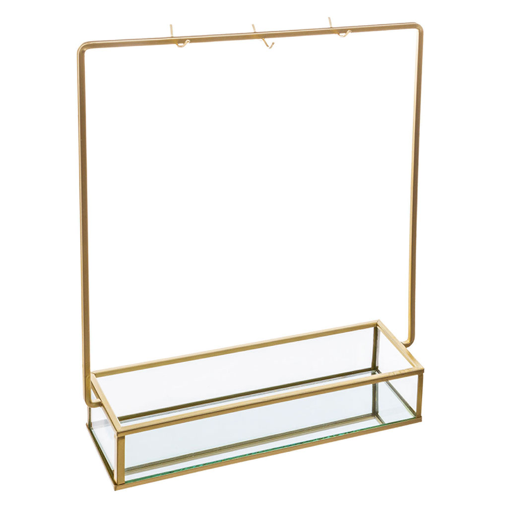 Porte bijoux métal avec support et rangement 20x26x7cm
