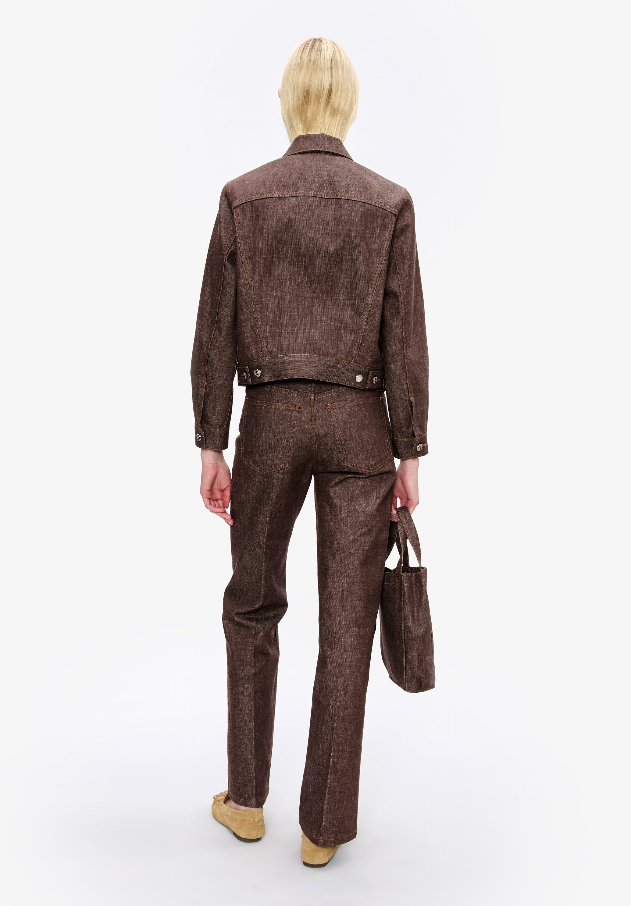 Veste marron foncé en denim japonais - Marron fonce