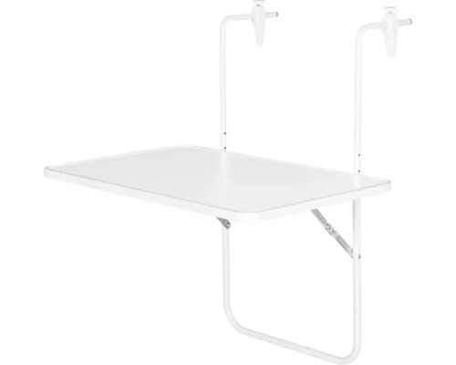 Hangende balkontafel, kunststof, 60x40 cm, wit