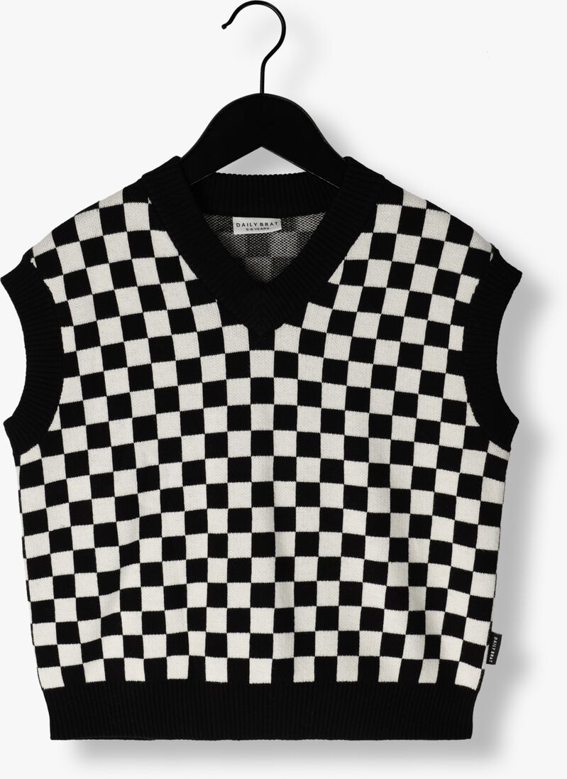DAILY BRAT zwarte daily brat trui checked walker spencer