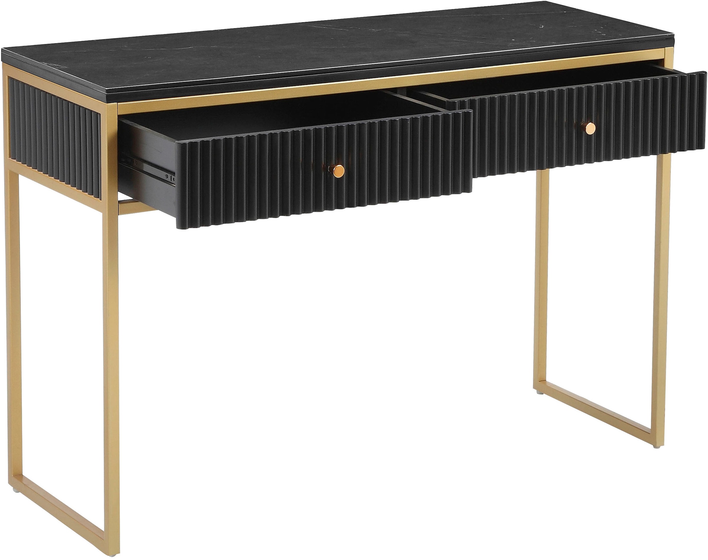 Leonique Konsolentisch »Fleuriss« Keramikplatte, goldene Beine, FSC-zertifiziertes Holz, Breite 110 cm