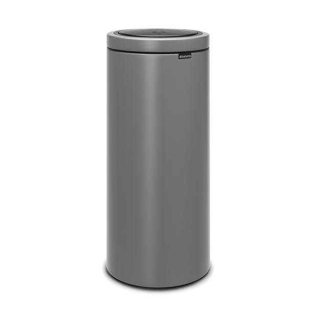 Brabantia Touch Bin Flat Top afvalemmer 30 liter met kunststof binnenemmer - Mineral Concrete Grey