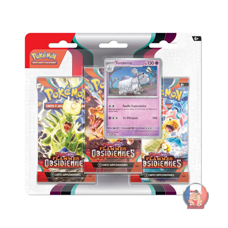 Pokémon EV03 : Flammes Obsidiennes - Pack 3 Boosters Tomberro