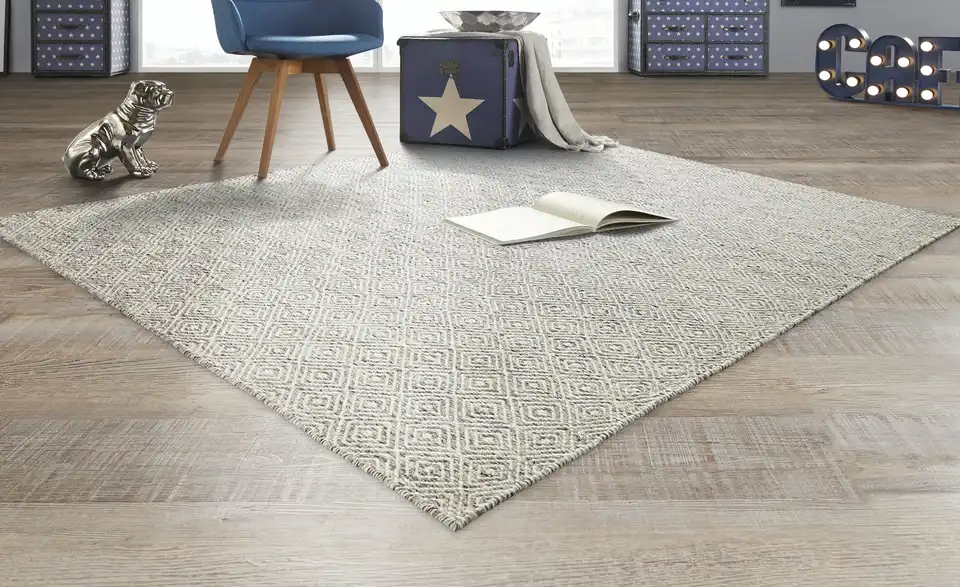 Naturteppich 80x150 cm rechteckig Beige, Weiß