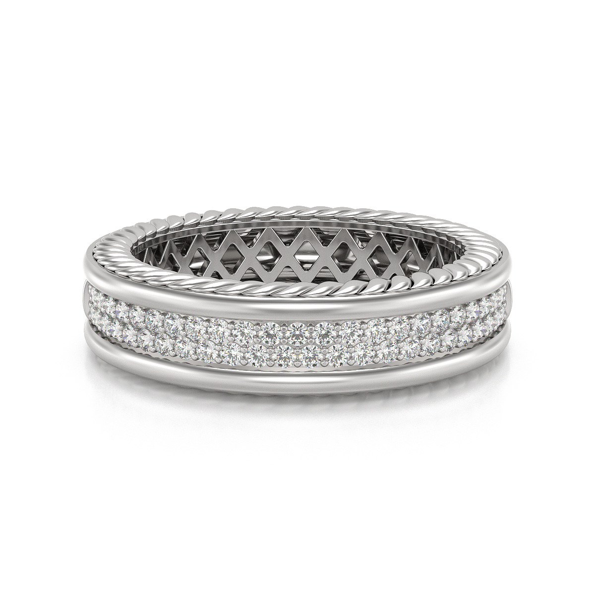 Alliance ADEN Homme Or 585 Blanc Diamants 6.50grs