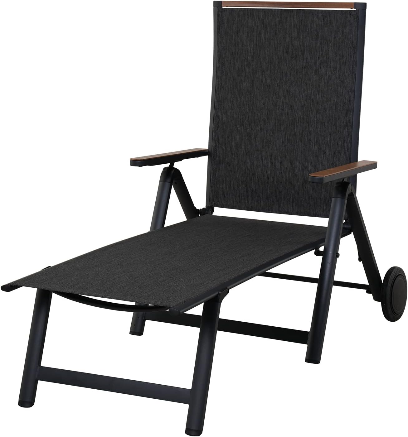Grand patio Liegen Sonnenliegel Klappbar, Aluminium Gartenliege mit 6-Fach Verstellbare, Mesh Gewebe, Wetterfest, Relaxsessel für Balkon, Terrasse (Schwarz)