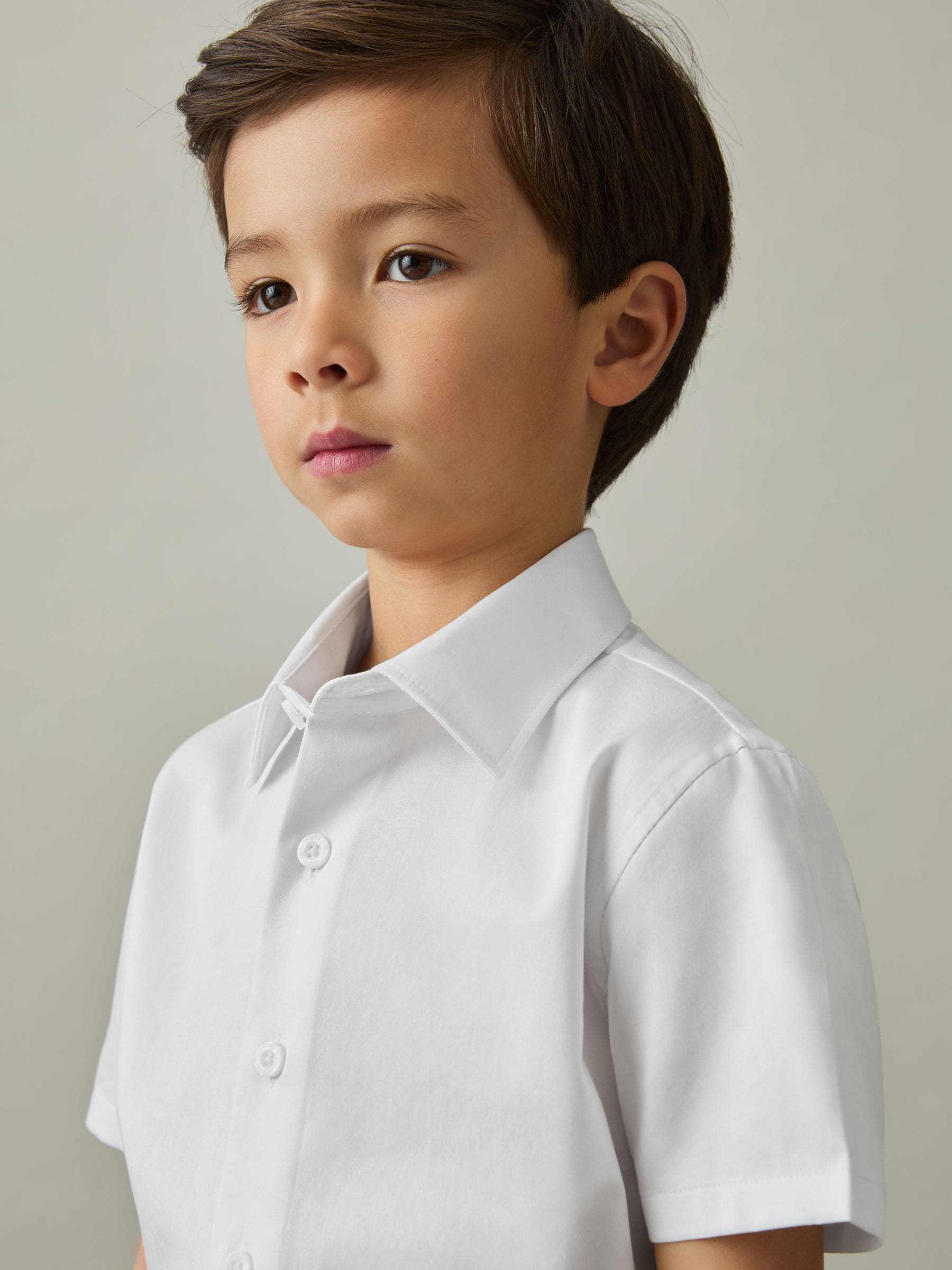 Reiss Woods Katoenen Slim-Fit Overhemd met Korte Mouwen