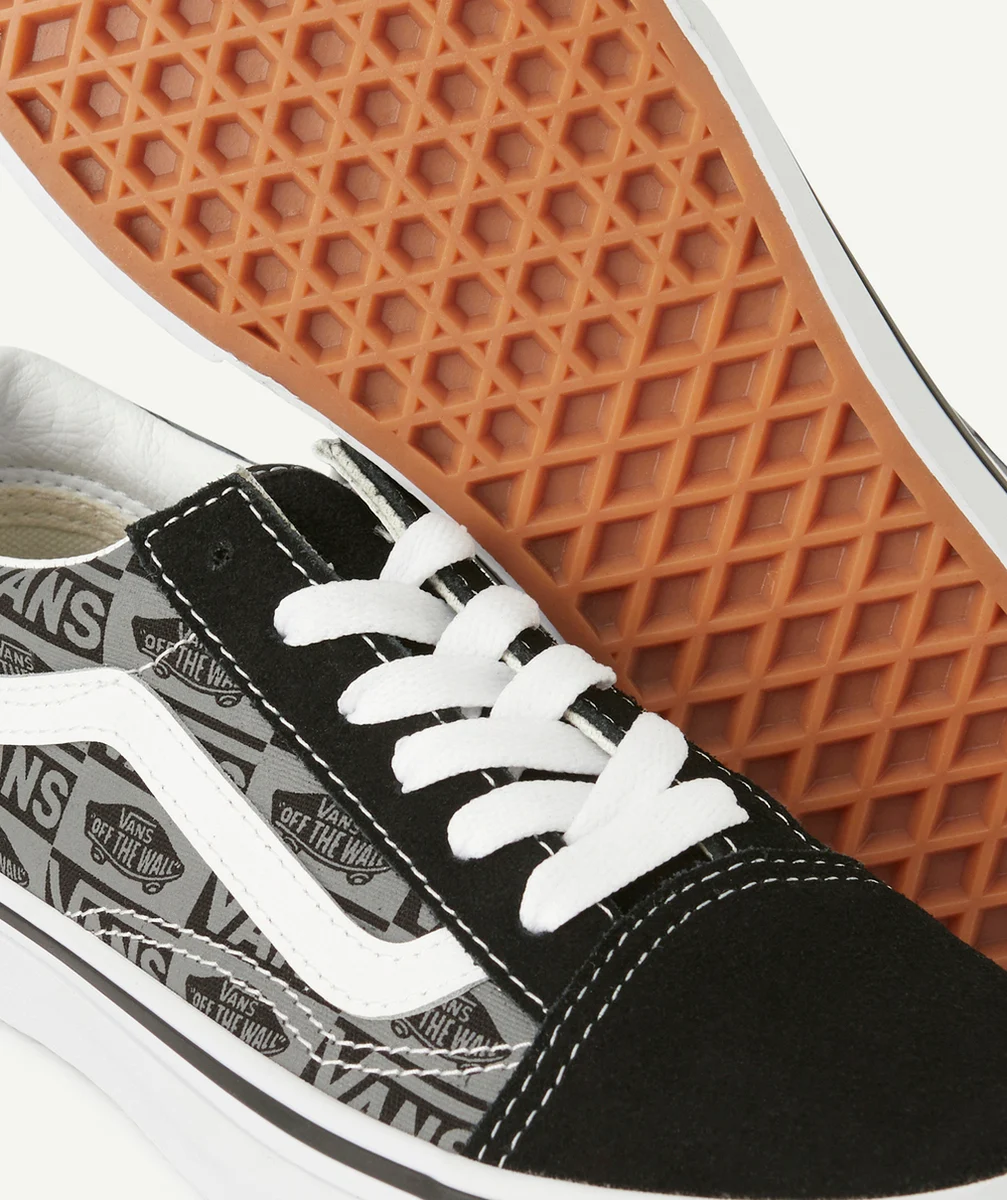 VANSbaskets basses enfant old skool noires et imprimées avec logos
