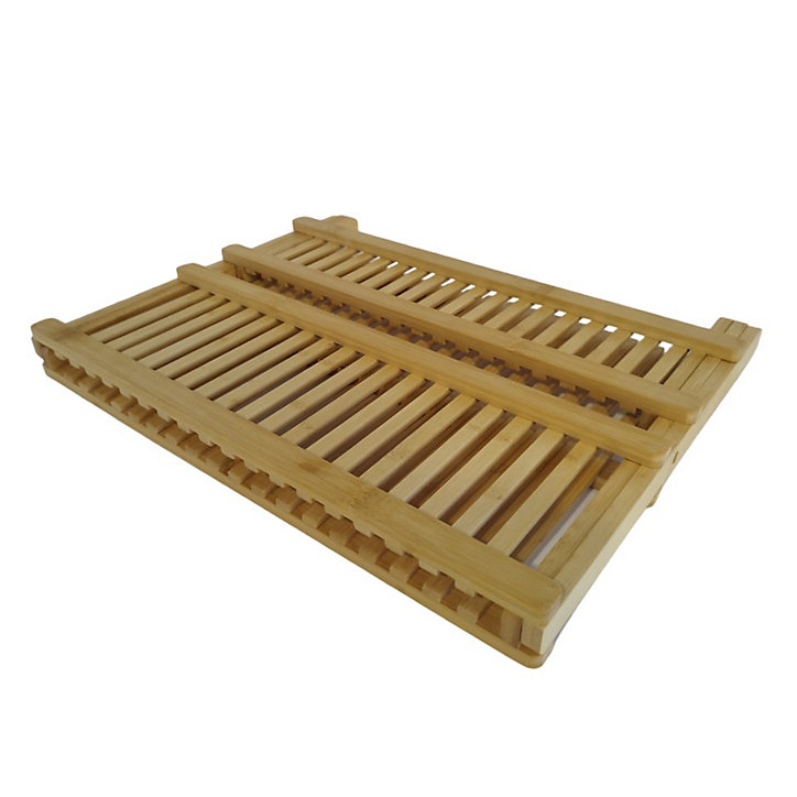 Égouttoir pliable en bambou couleur naturelle