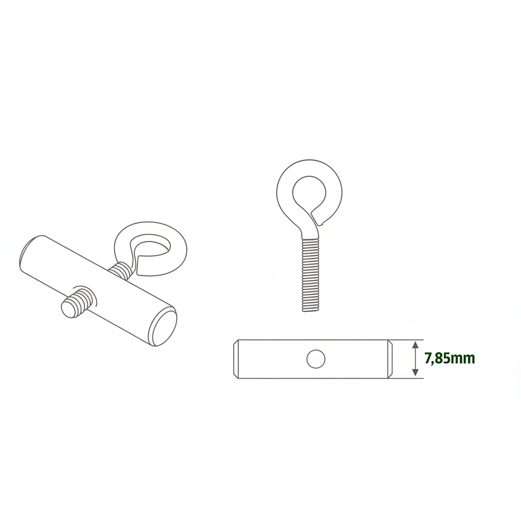 040parts 8 mm railstopper met schroefoog - Set van 2