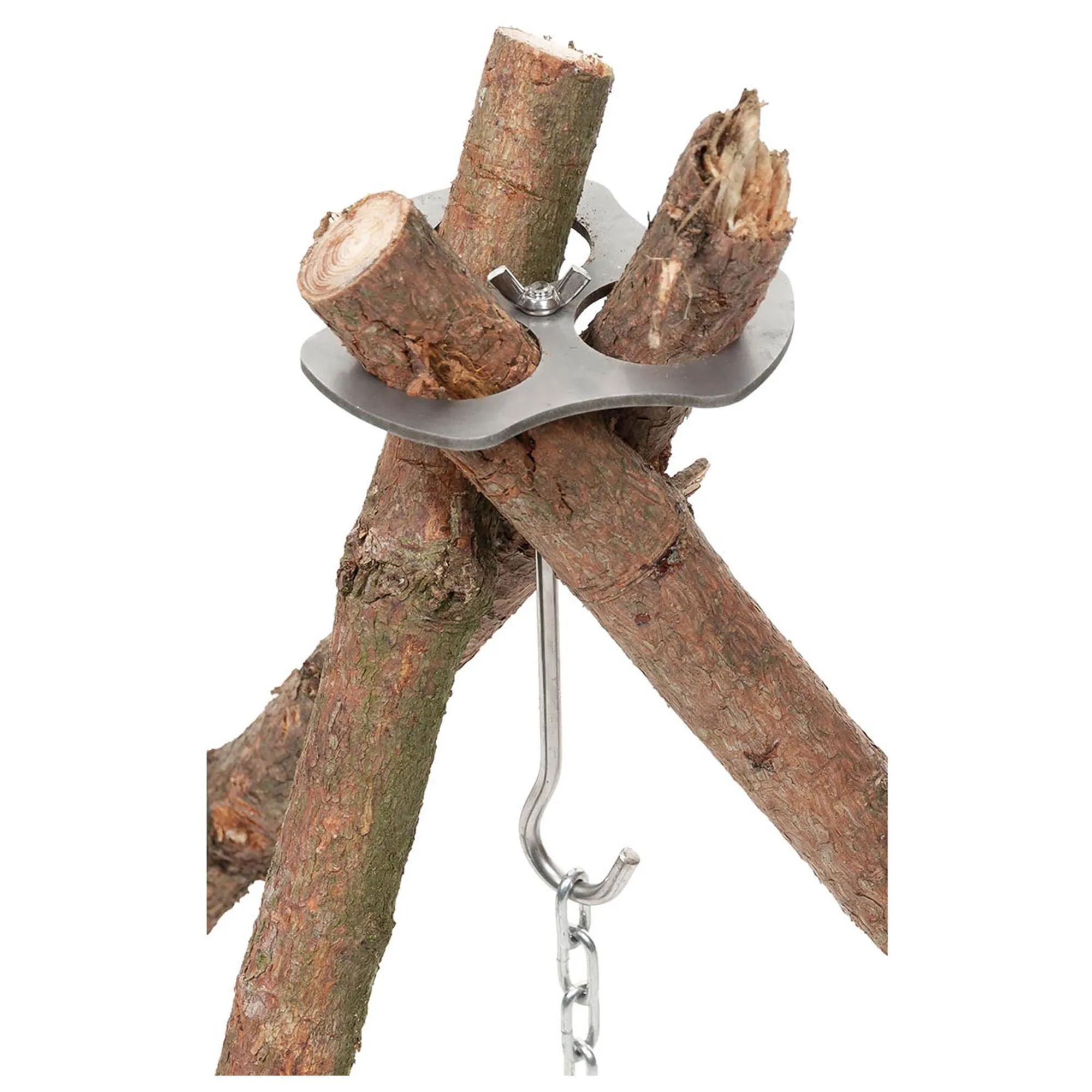FOX -  Outdoor Dreibeinhalter Edelstahl mit Kette und Haken