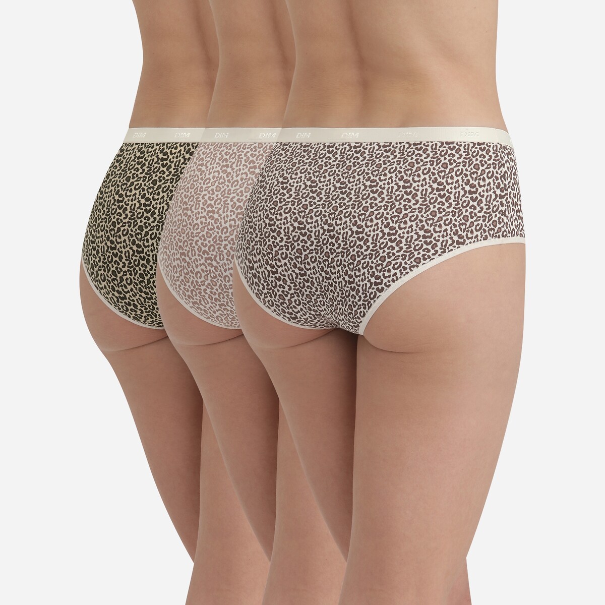 DIM<br>Conjunto de 3 calças de cintura baixa com bolsos pequenos em algodão elástico