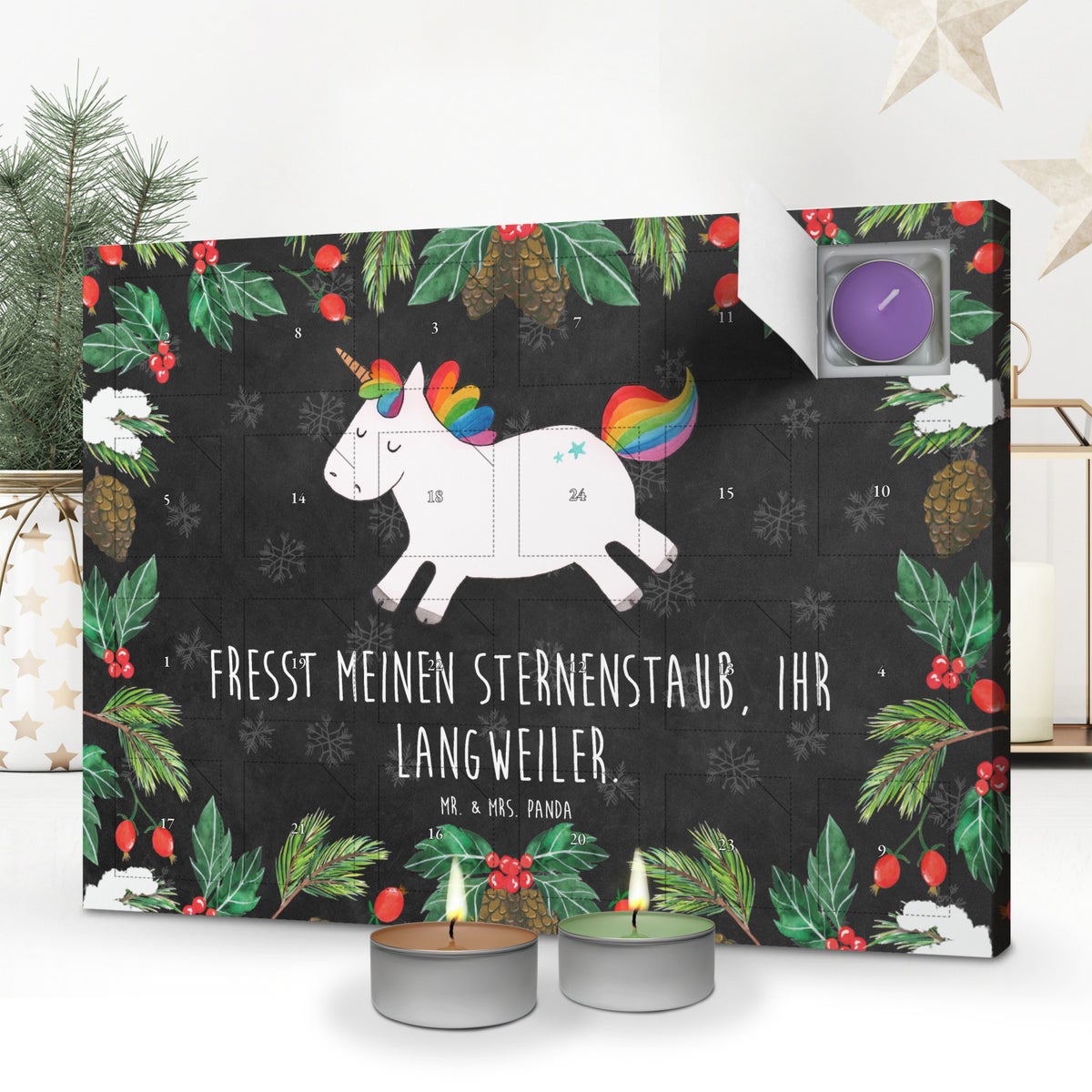 Mr. & Mrs. Panda Geurkaars Adventskalender Eenhoorn Happy - Zwart