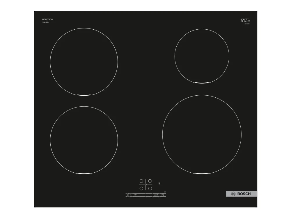 Bosch Serie | 4 PUE611BB6E - Induktions kogeplade - 4 plader - Niche - bredde: 56 cm - dybde: 49 cm - rammeløs - sort