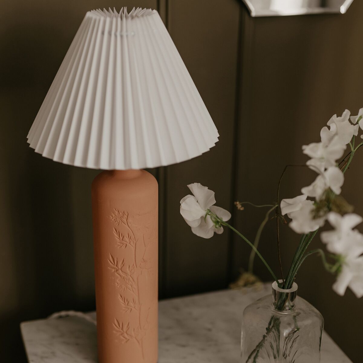 Flora Terrakotta bordlampe, 46 cm