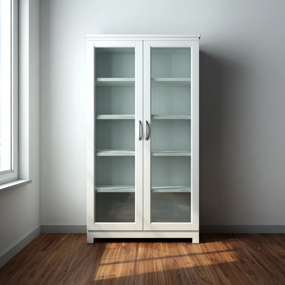 Vitrine Schrank mit Glastüren Holz 180x80x40 cm – Weiß – Modernes Design