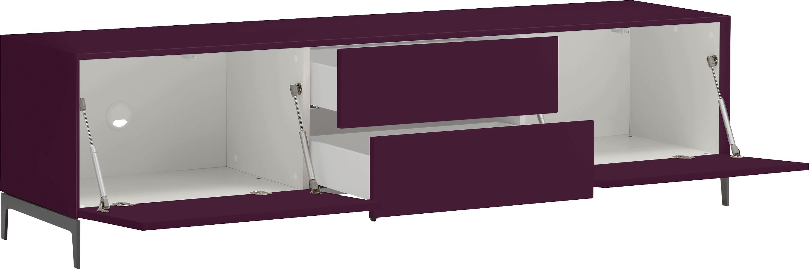 LUX Lowboard - Aubergine / B: 180.0 cm x T: 46.0 cm x H: 49.5 cm