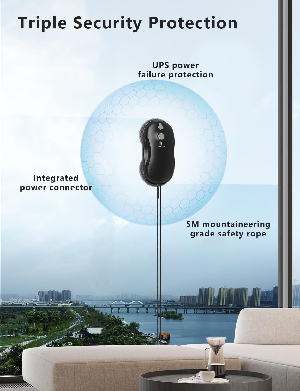 Tosima W3 fensterputzroboter Automatisches Sprühfunktion mit 80ML Tank, dreifachem Sicherheitssystem,fensterroboter Intelligenter Navigation, Fernbedienung, für alle Glatten Oberflächen,mit 12 Tüche