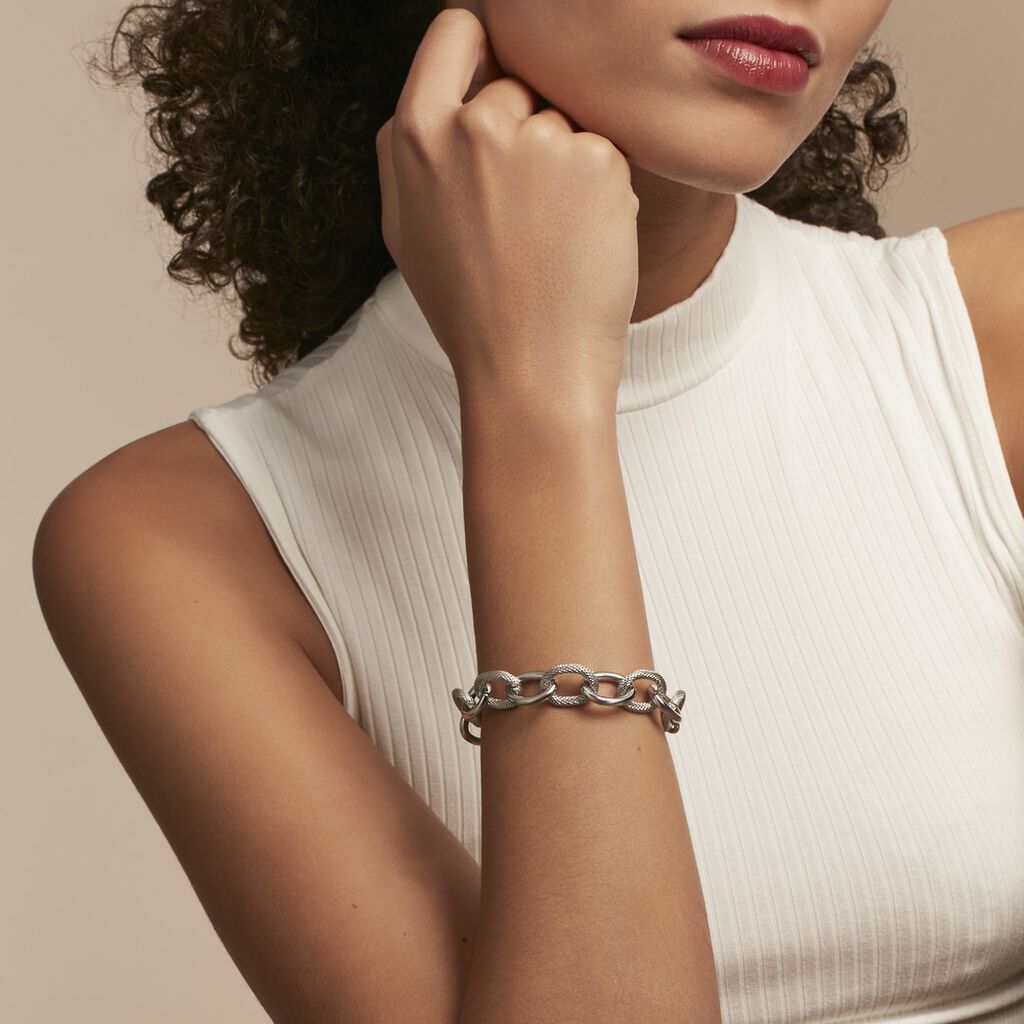 Bracelet Aelia Maille Alternee Acier Blanc