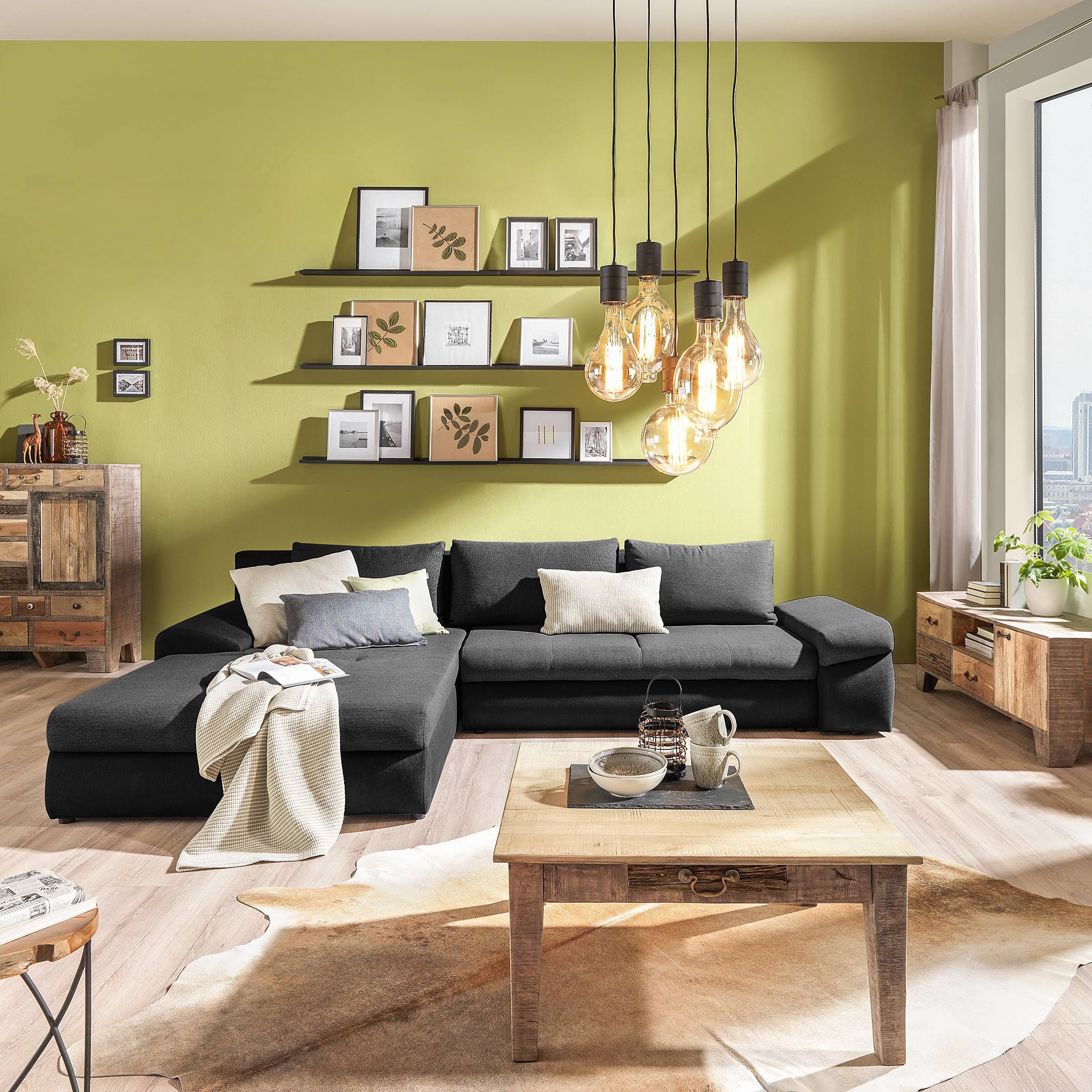 Carryhome Ecksofa Anthrazit Dunkelgrau Textil 4-Sitzer Füllung