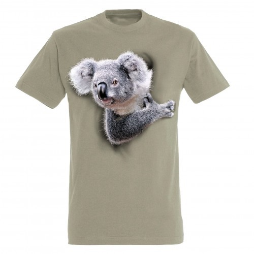 Camiseta bege com estampa de coala