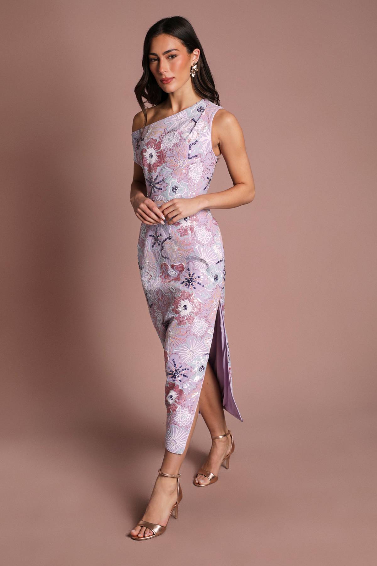 Coast Robe Midi Coast Muse À Sequins Et Épaule Dénudée