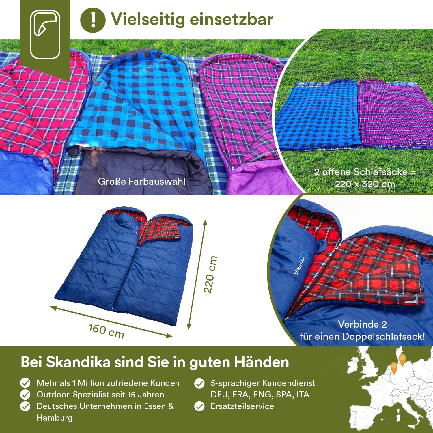 Skandika Dundee Flannel-L gele Slaapzak