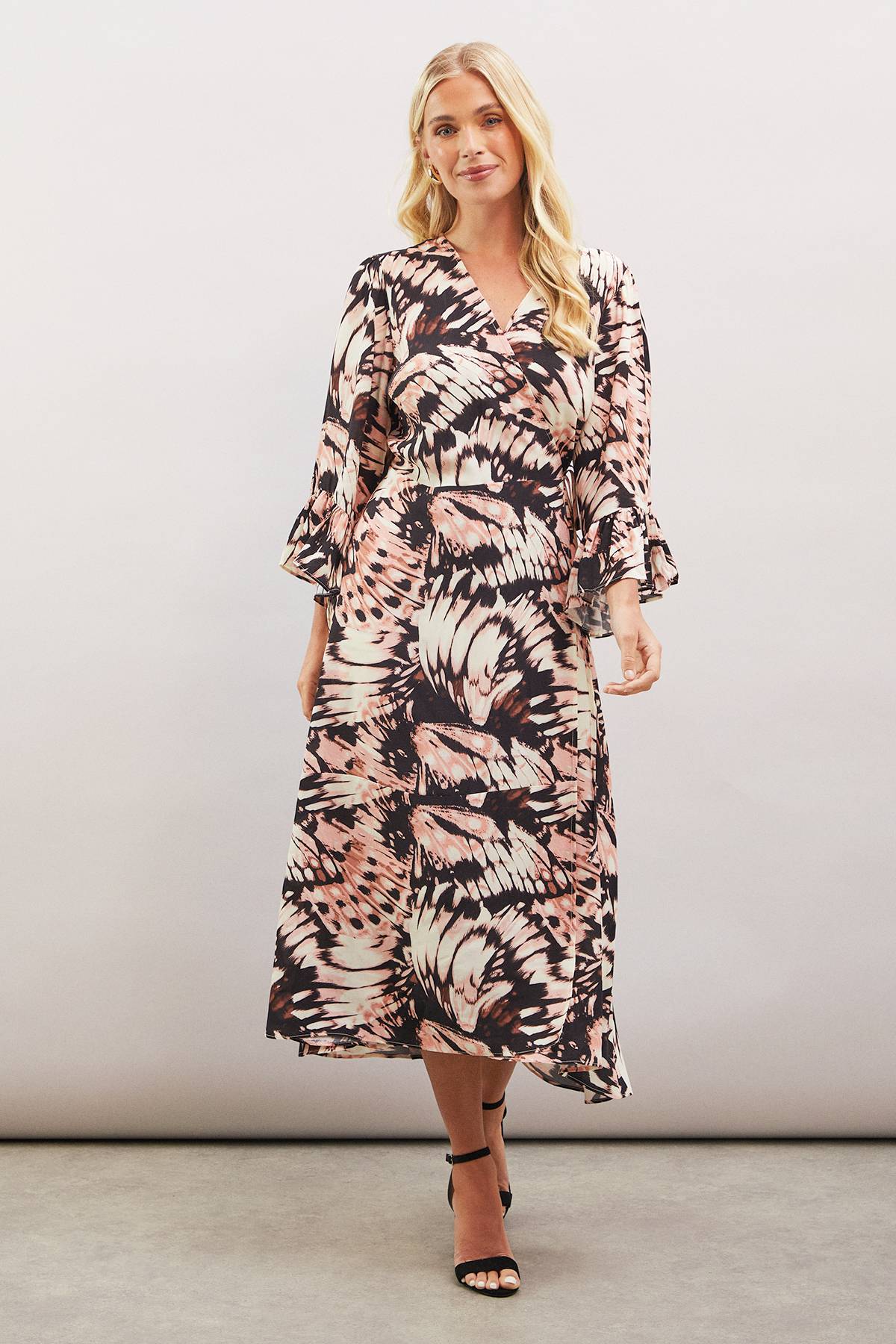 Wallis Petite Robe Portefeuille en Viscose à Imprimé Papillon