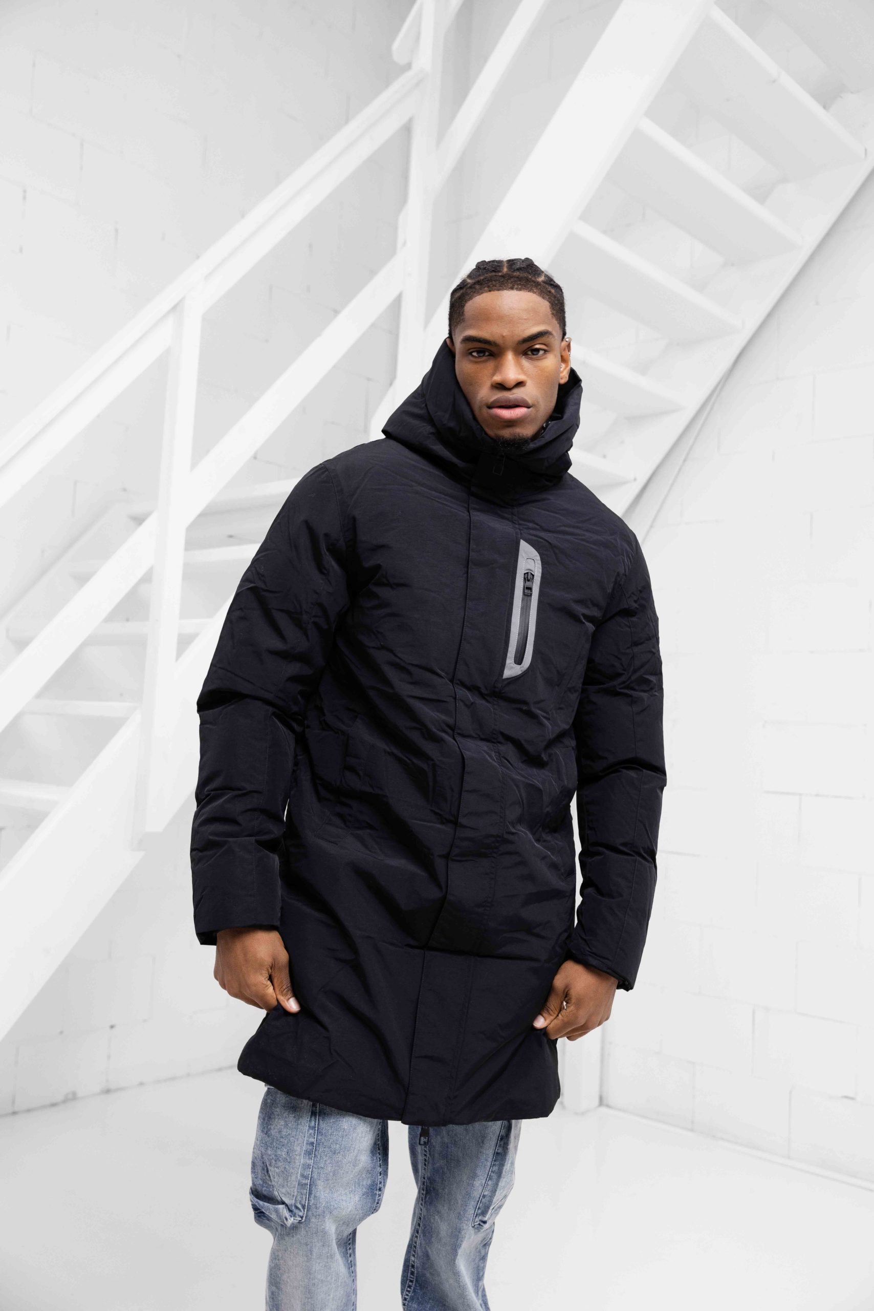 Cruyff Long Parka Winterjas Heren Zwart