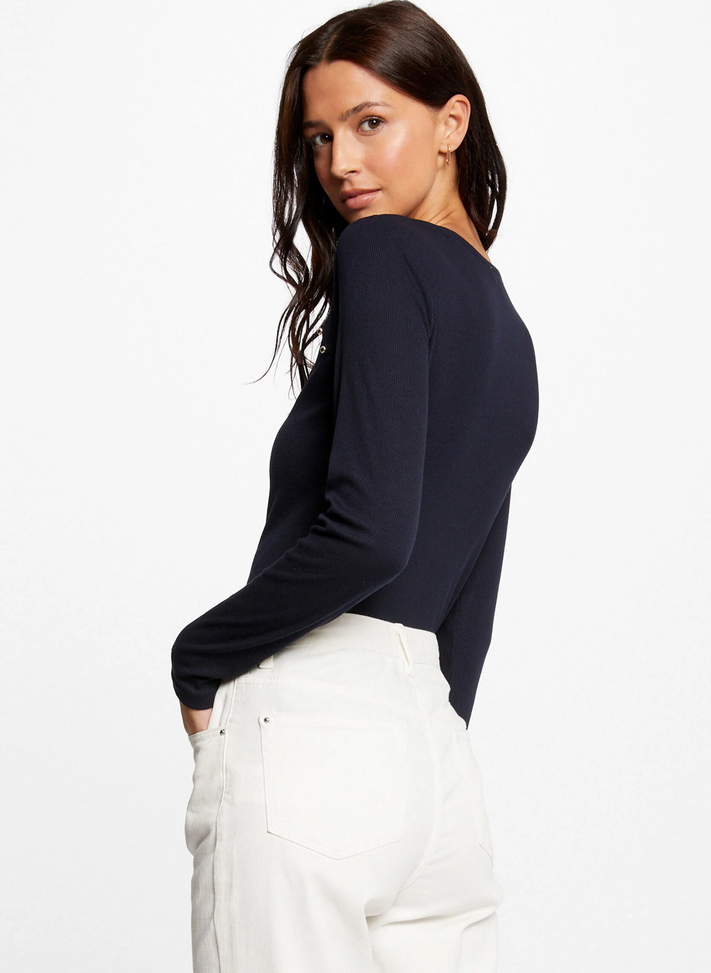 TMILIE - Tee-shirt col rond ajusté| Bleu