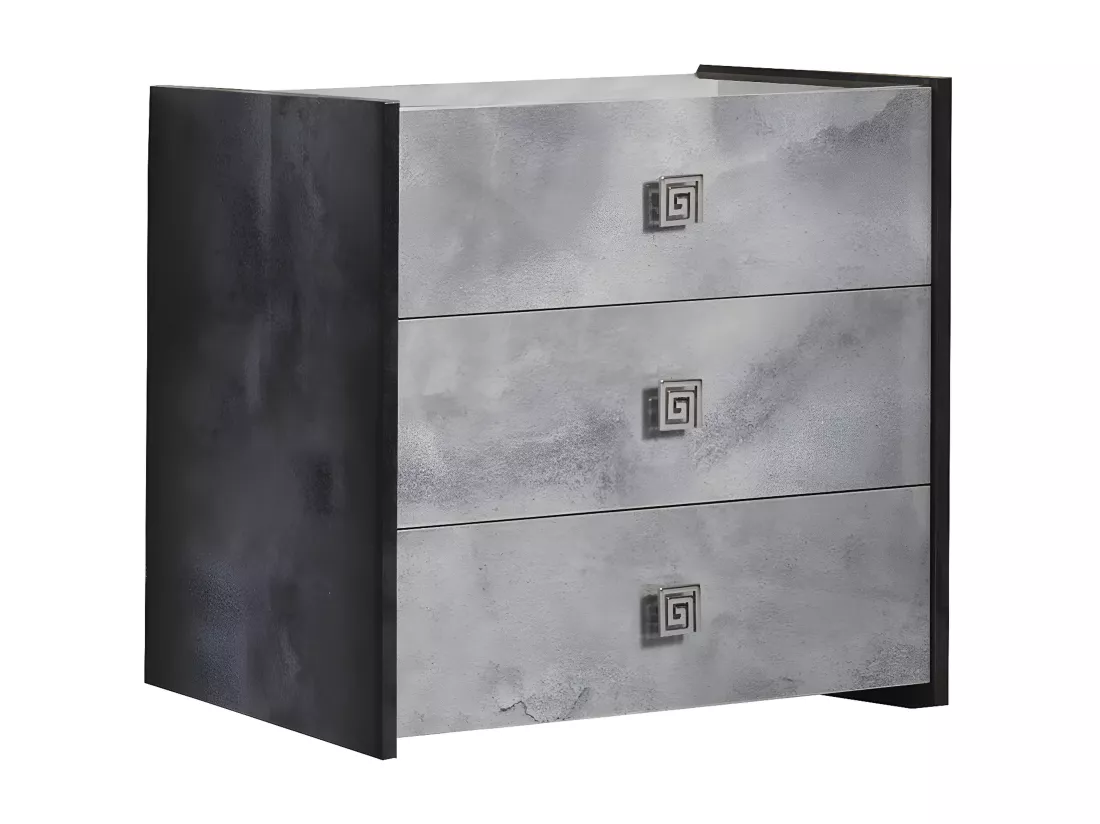HYDE - Chambre Complète 140x190cm Gris Effet Pierre avec Leds