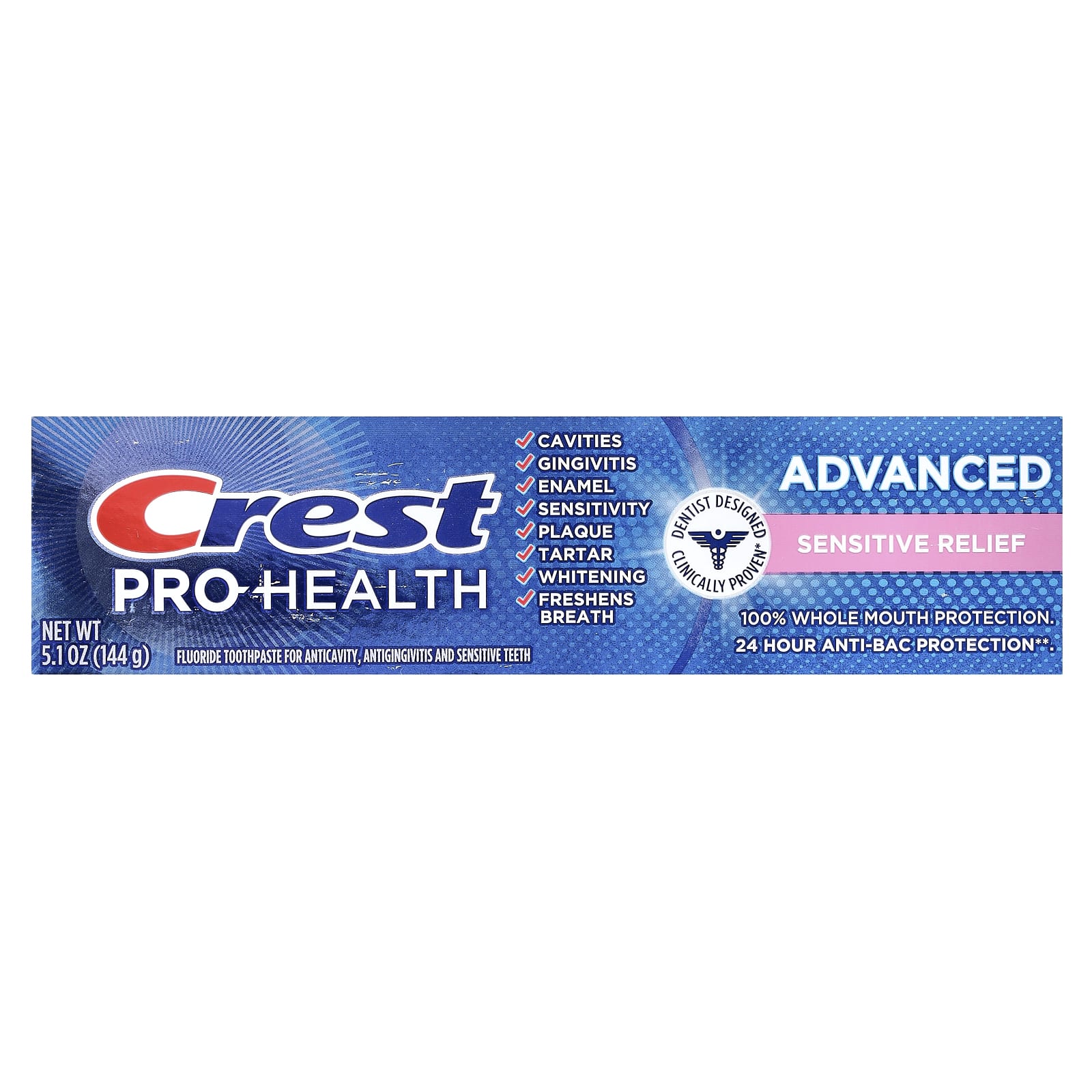 Crest, Pro-Health Advanced, fluoride tandpasta, verlichting bij gevoelige tanden, 144 g