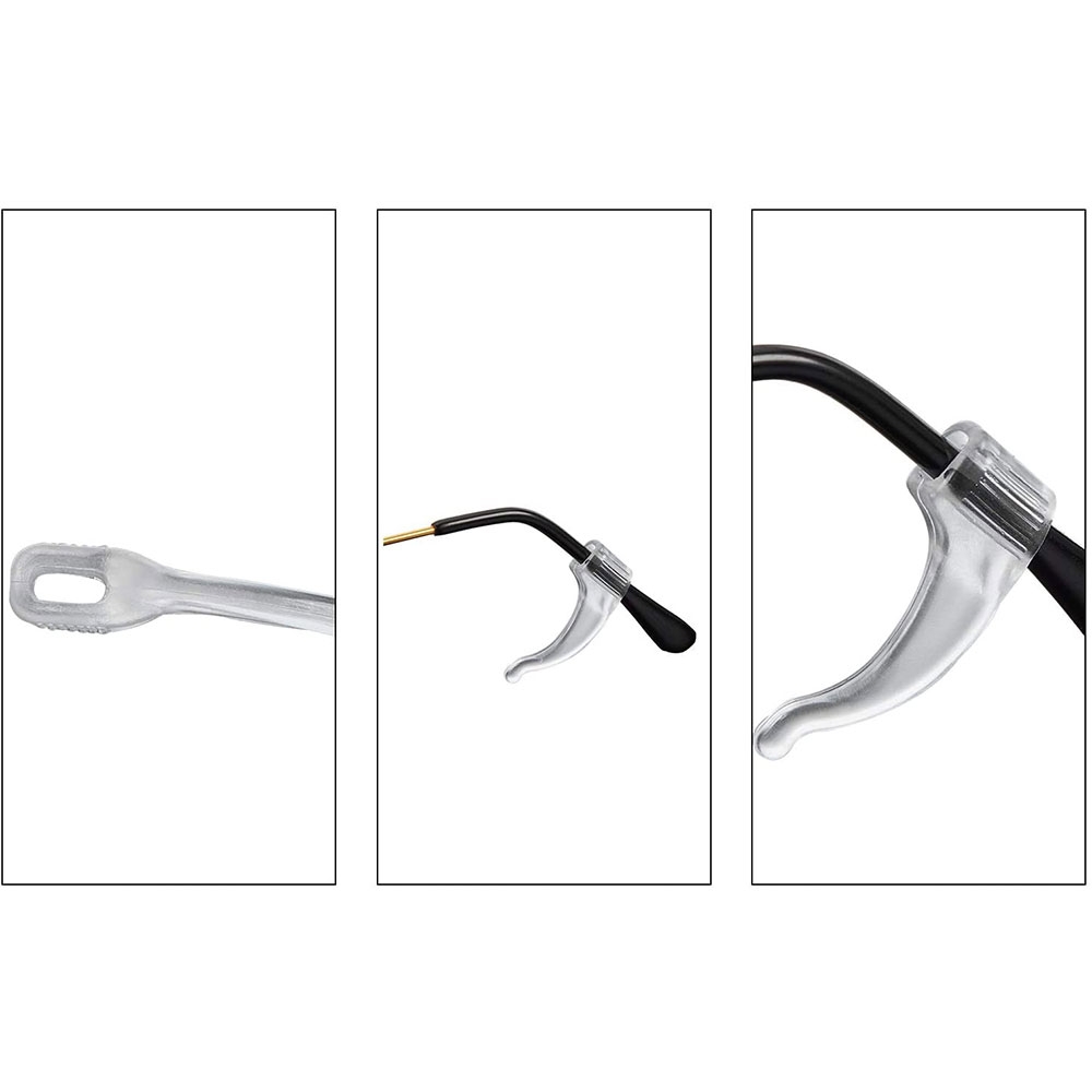 (4 Paar) 34x13mm Sport Brillen Bügel Halterung Anti-Rutsch Silikon Ohrhaken - Transparent
