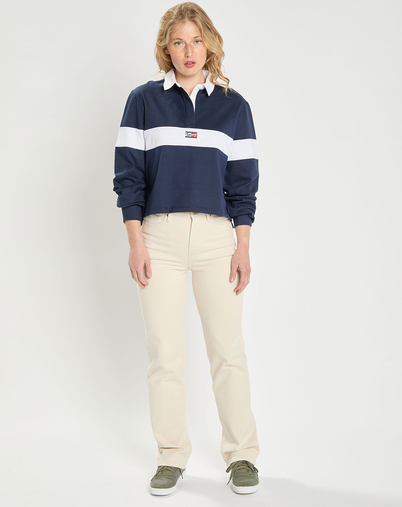 Tommy Jeans Polo Regular Crop Tiny Tommy bleu/blanc